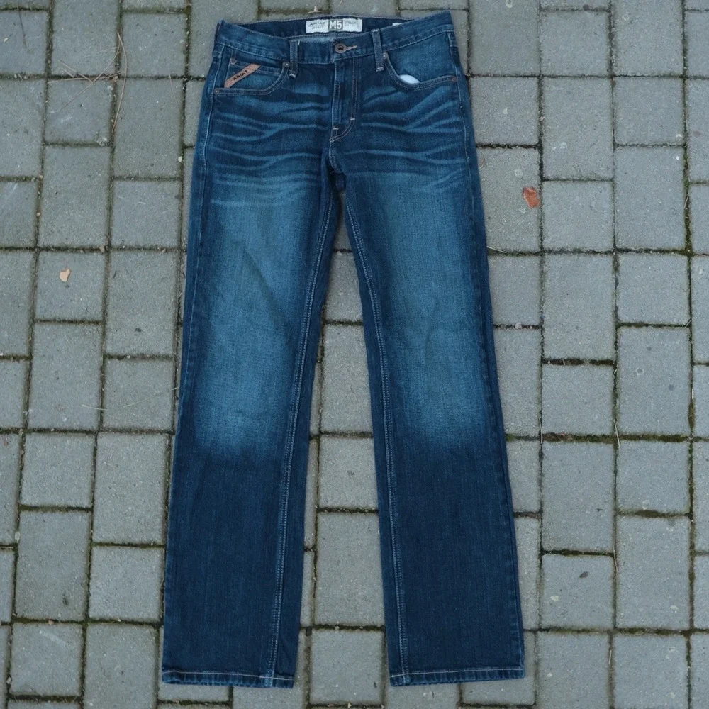 Ariat M5 Blue Jeans Men's 30x34 Coltrane Straight Fit Straight Leg Med Wash EUC - Picture 9 of 11